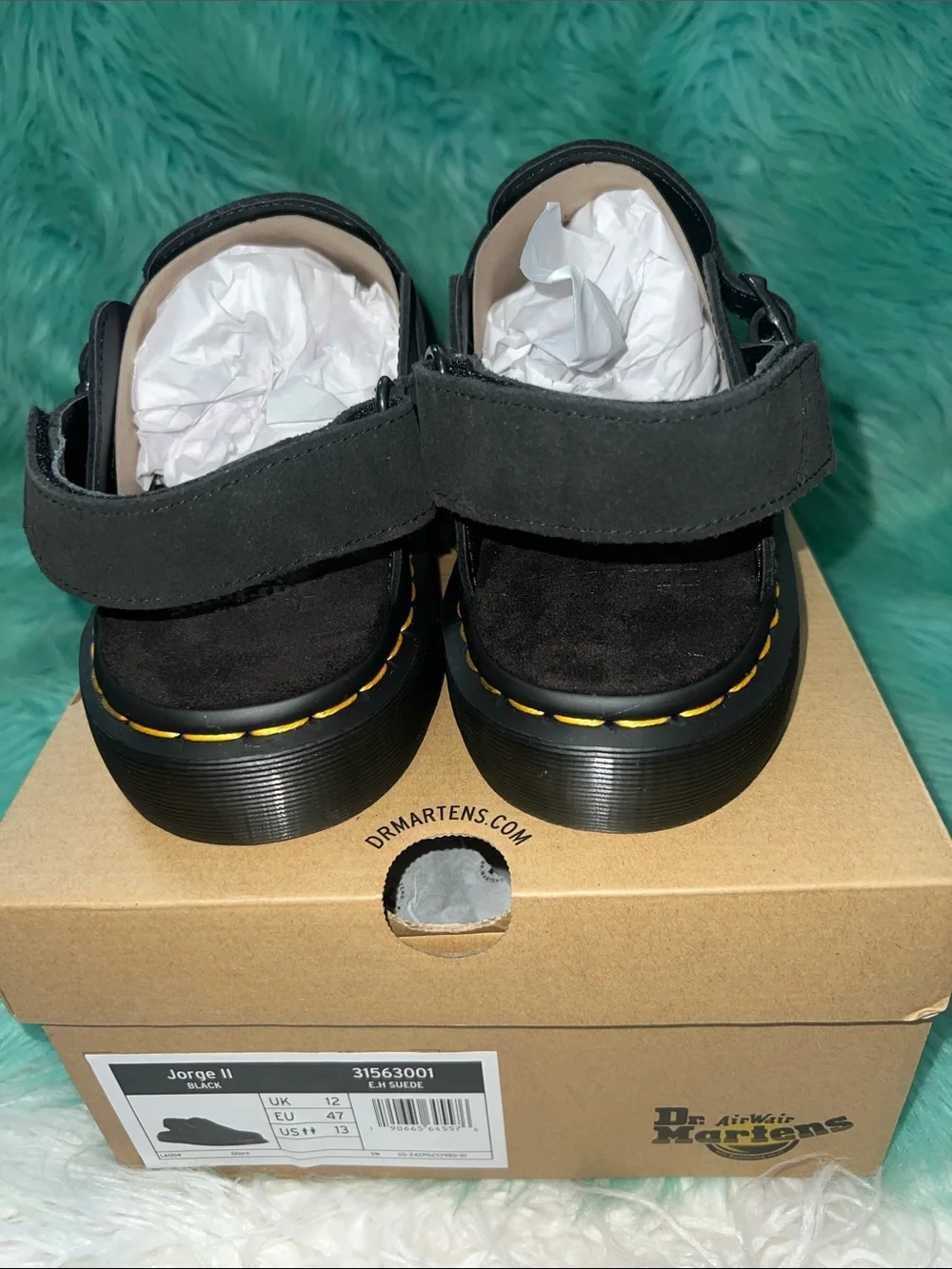 NIB Dr. Martens Black Suede Jorge II Slip-On Loafers with Buckle US 13